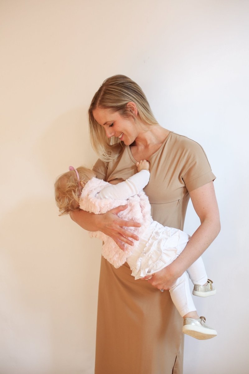 breastfeeding shirt dress Pregnancy and nursing dress Bertille white