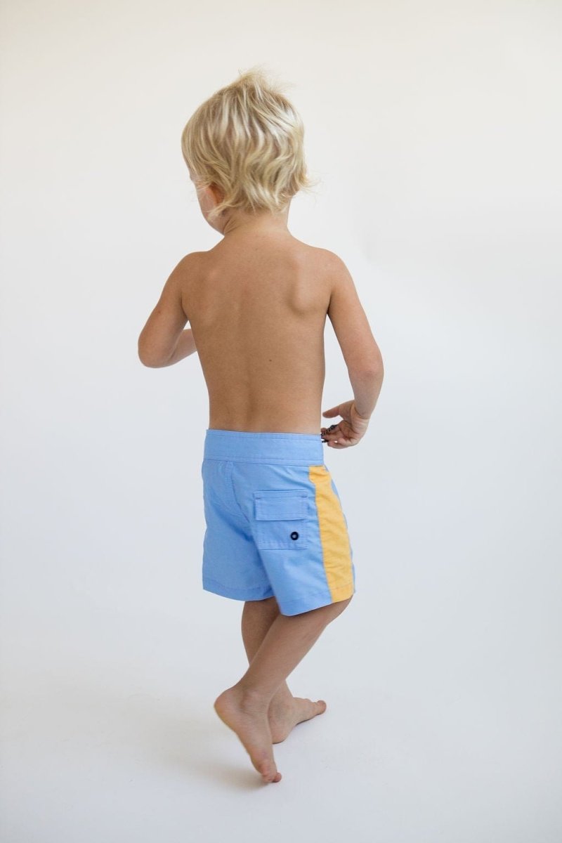 Kid’s Townshorts in Light Blue and Yellow Colorblock Patch