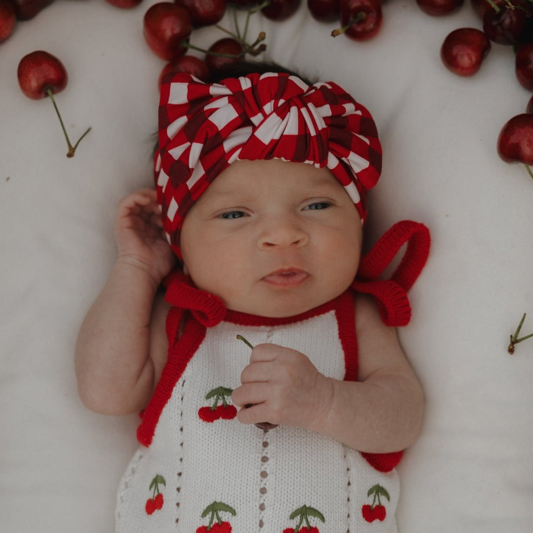 Knit Ruffle Romper - Cherry
