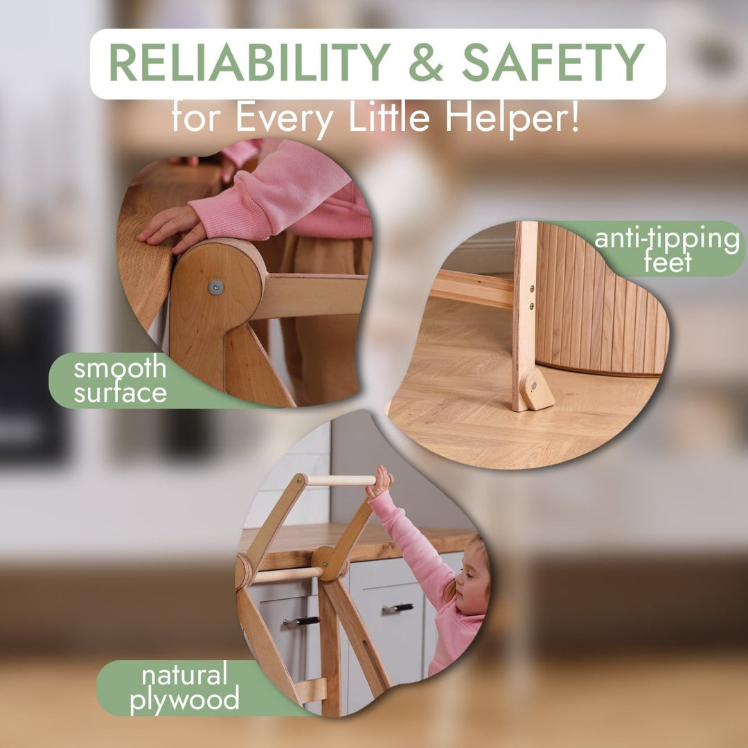 Learning Tower: Foldable Step Stool for Toddlers - Beige