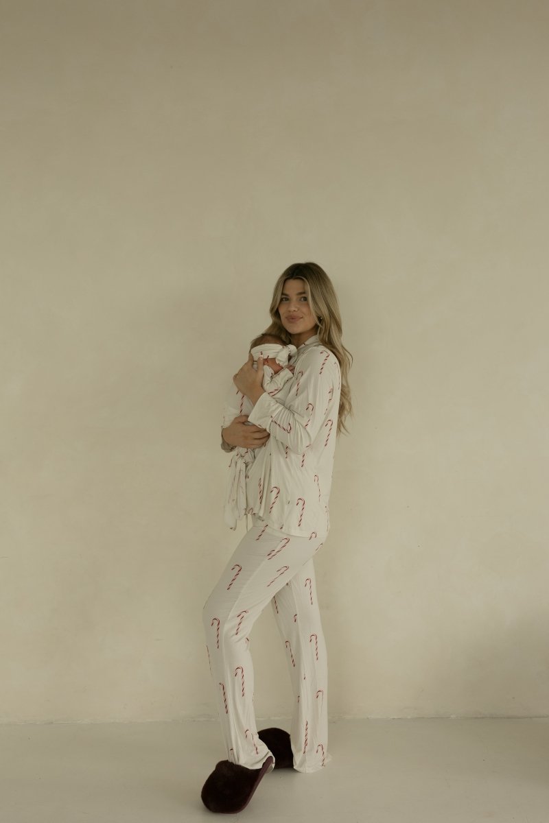 Long Sleeve Women's Bamboo Pajamas - Candy Cane