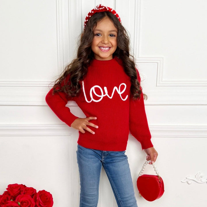 "Love" At First Sight Embroidered Chunky Knit Sweater
