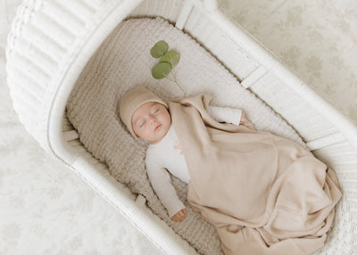Luxe Collection 100% Organic Cotton Luxury Knit Baby Blanket + Hat Set with Gift Box