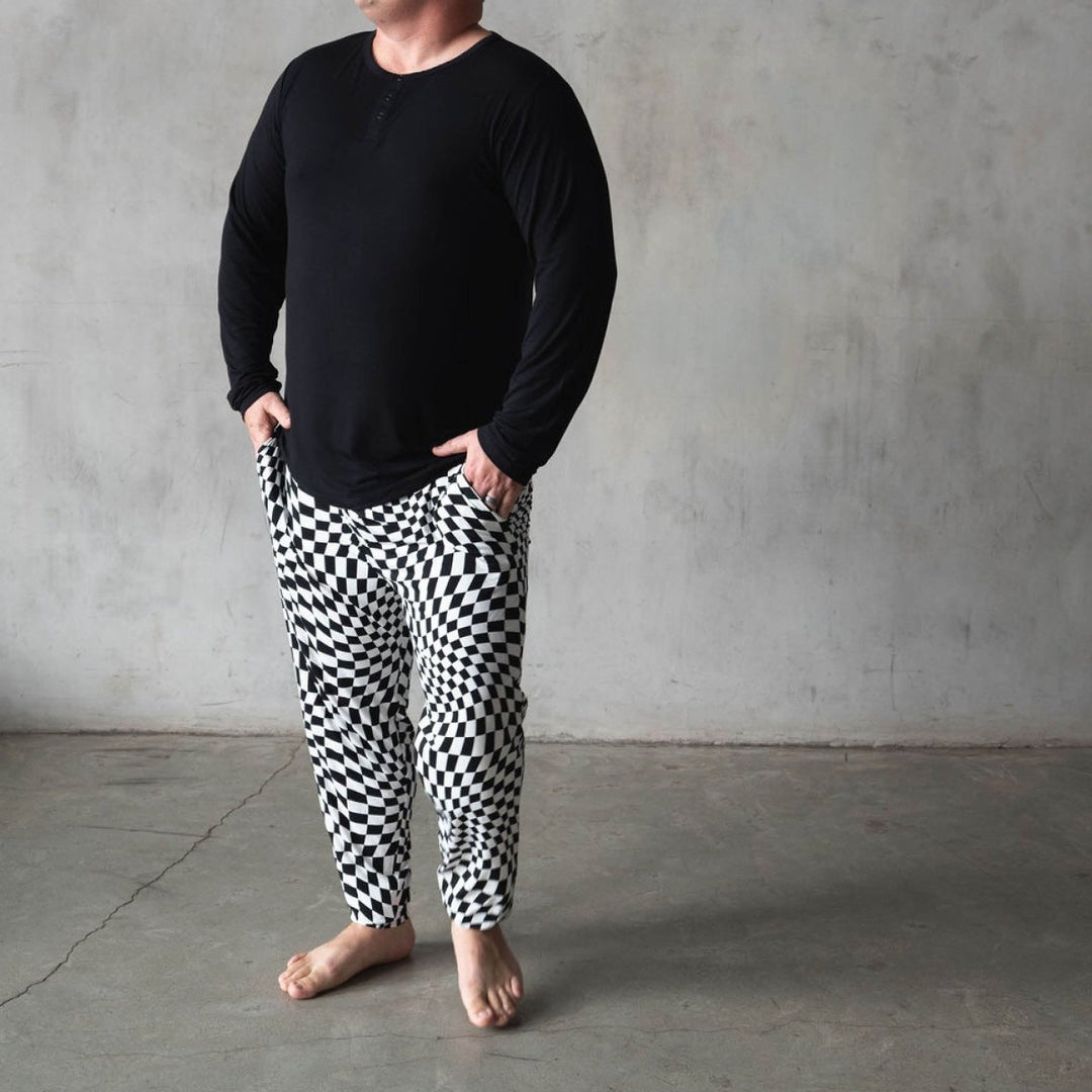 Mens Bamboo Jogger (B&amp;W) - Everyday Check