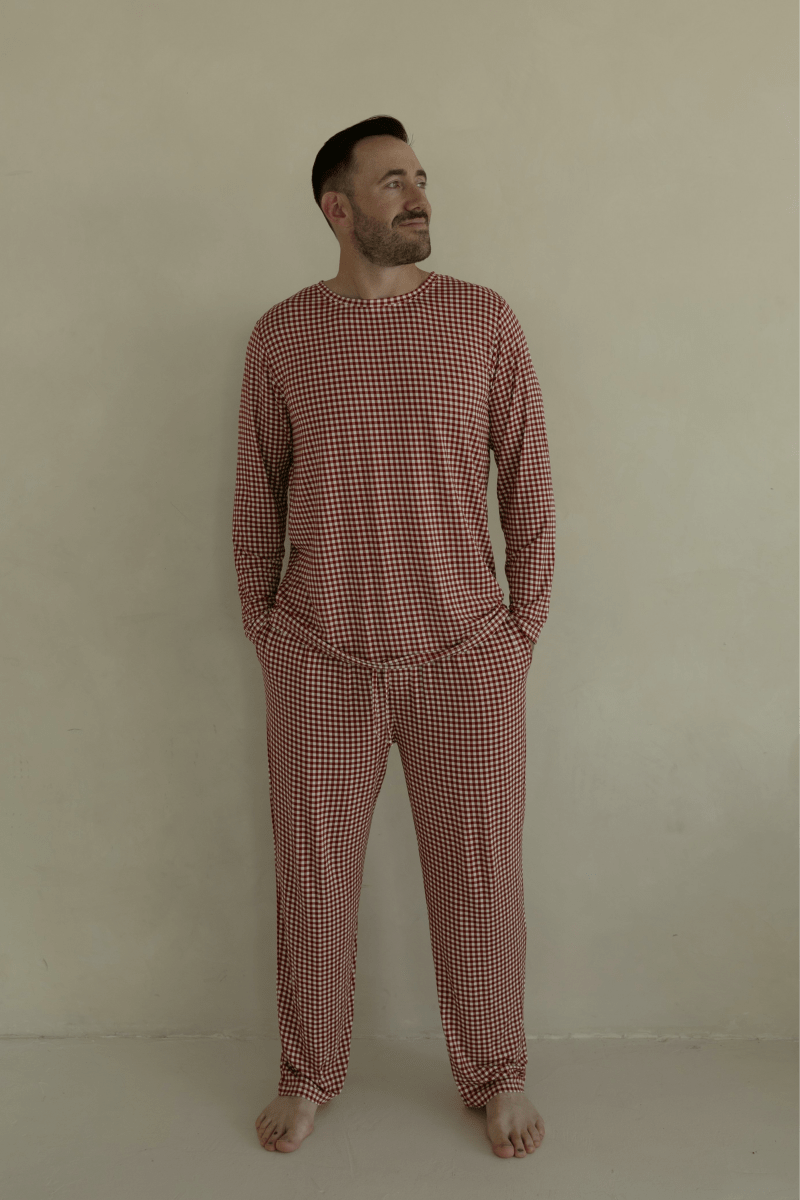 Men's Bamboo Pajamas - Red Gingham
