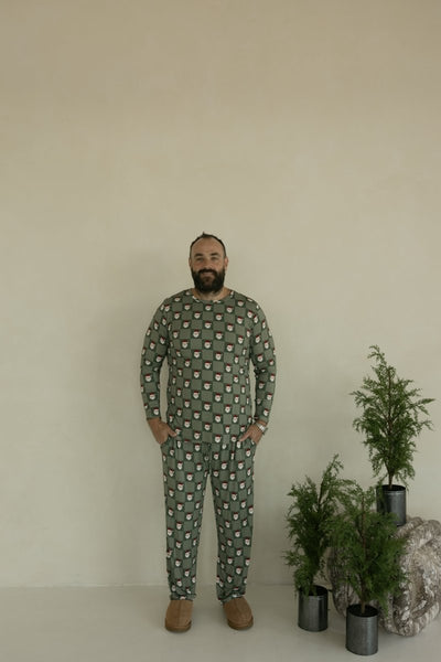 Men's Bamboo Pajamas - Santa Checkerboard
