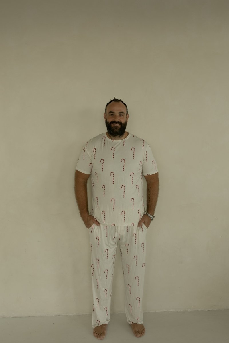 Men's Short Sleeve Bamboo Pajamas - Candy Cane