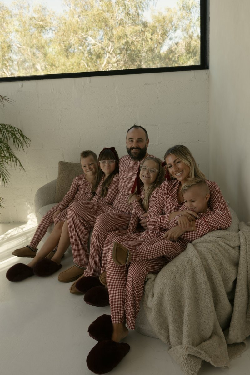 Men's Short Sleeve Bamboo Pajamas - Red Gingham