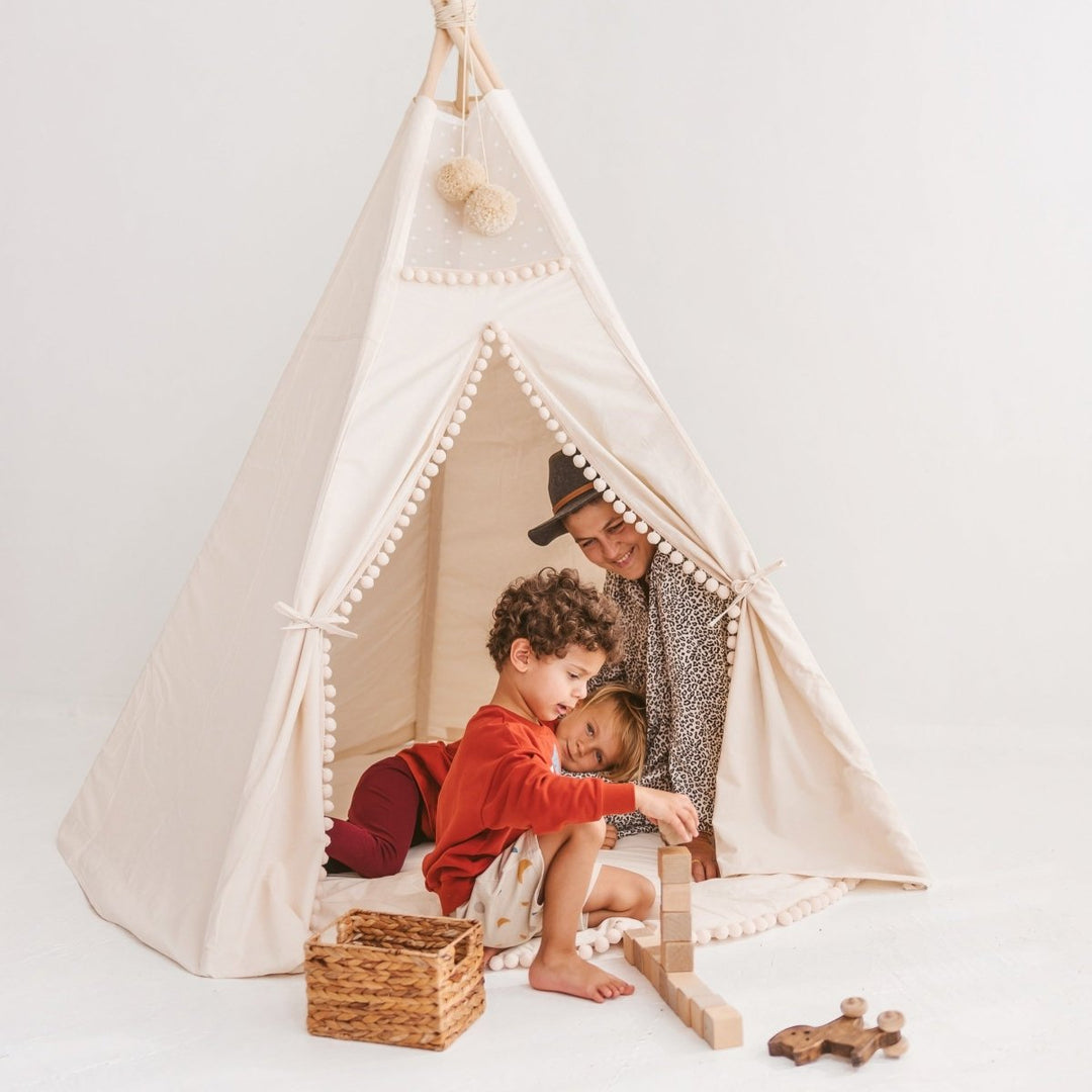 small teepee tent MINICAMP Extra Large Kids With Pom Pom Decor Teepee only Farbe:blue-neon reverbsync-shipping-profile:Free Domestic which allows multiple kids Lage & Anreise -