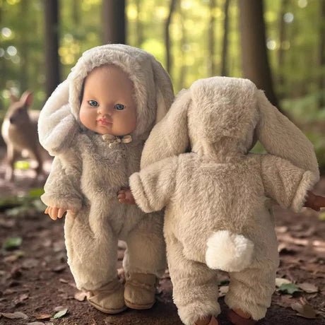 Minikane Bunny Outfit in taupe faux fur