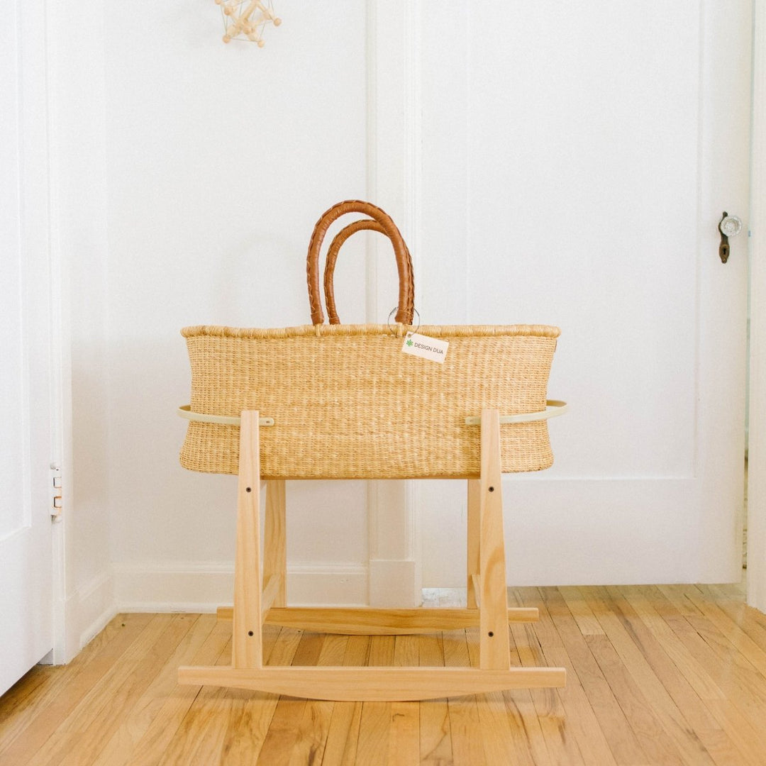 Modern Rocking Bassinet Stand- Natural Pine