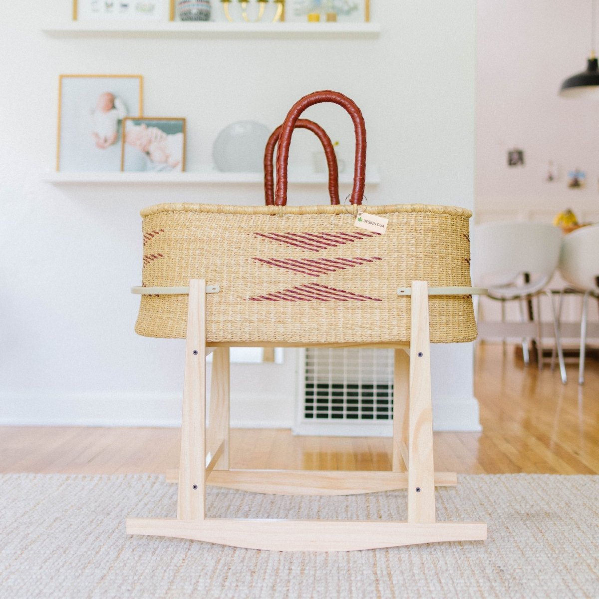 Modern Rocking Bassinet Stand- Natural Pine