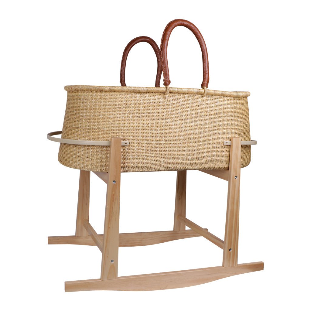 Modern Rocking Bassinet Stand- Natural Pine