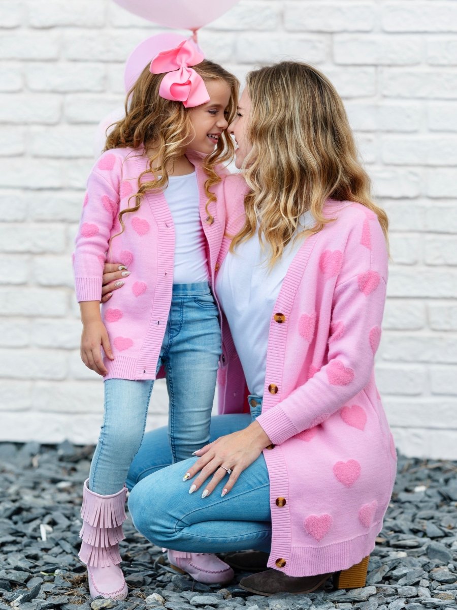Mommy and Me You Make My Heart Fuzzy Cardigan