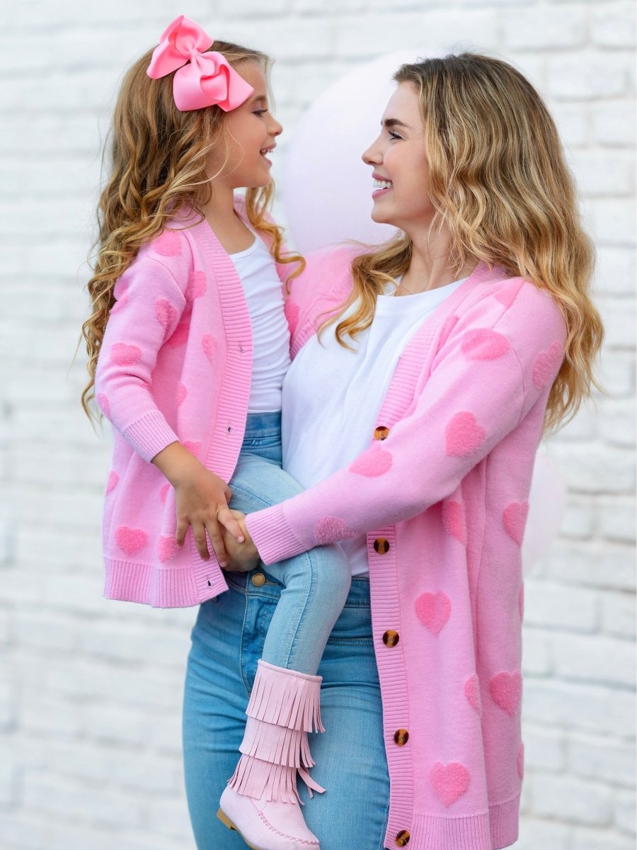 Mommy and Me You Make My Heart Fuzzy Cardigan