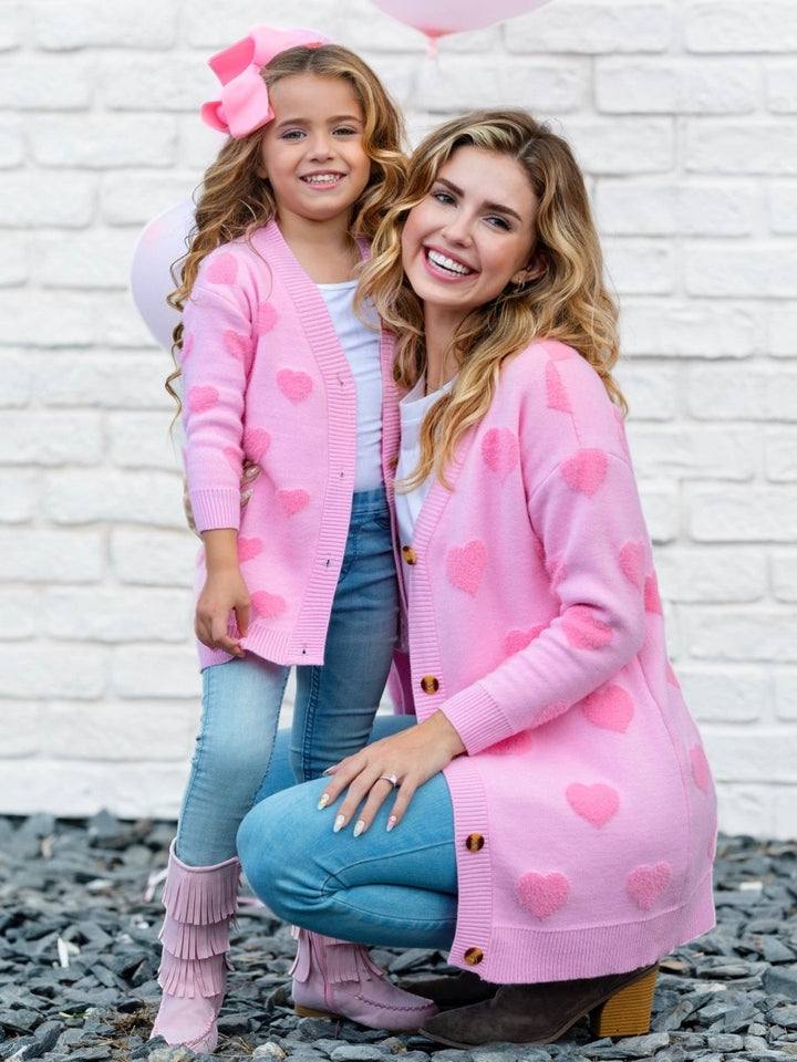 Mommy and Me You Make My Heart Fuzzy Cardigan