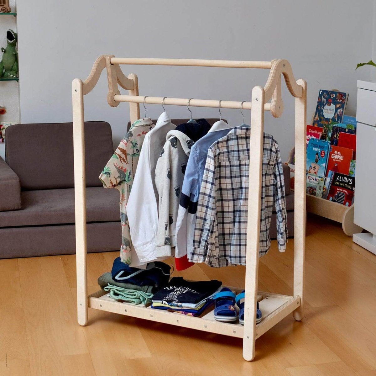 Montessori Wooden Kids Clothing Rack