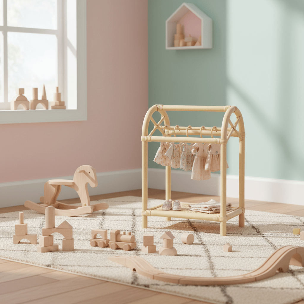 Rattan Doll Clothes Rack