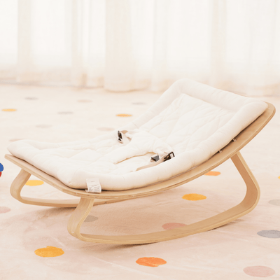 Nest Wooden Baby Rocker – Natural Infant Lounger with Soft Padded Seat