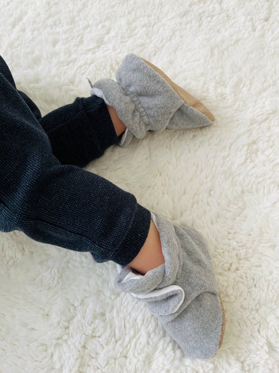 Organic Baby Booties, Newborn Booties Basic, Gray