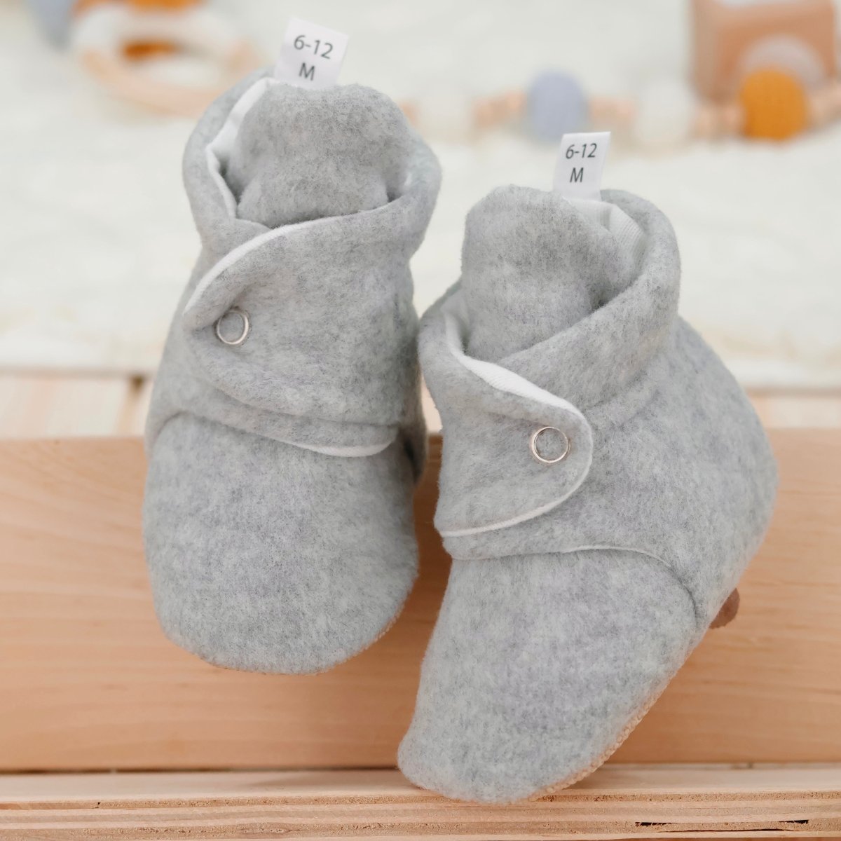 Organic Baby Booties, Newborn Booties Basic, Gray