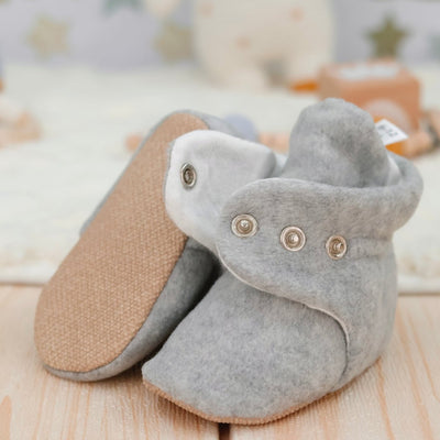 Organic Baby Booties, Newborn Booties Basic, Gray
