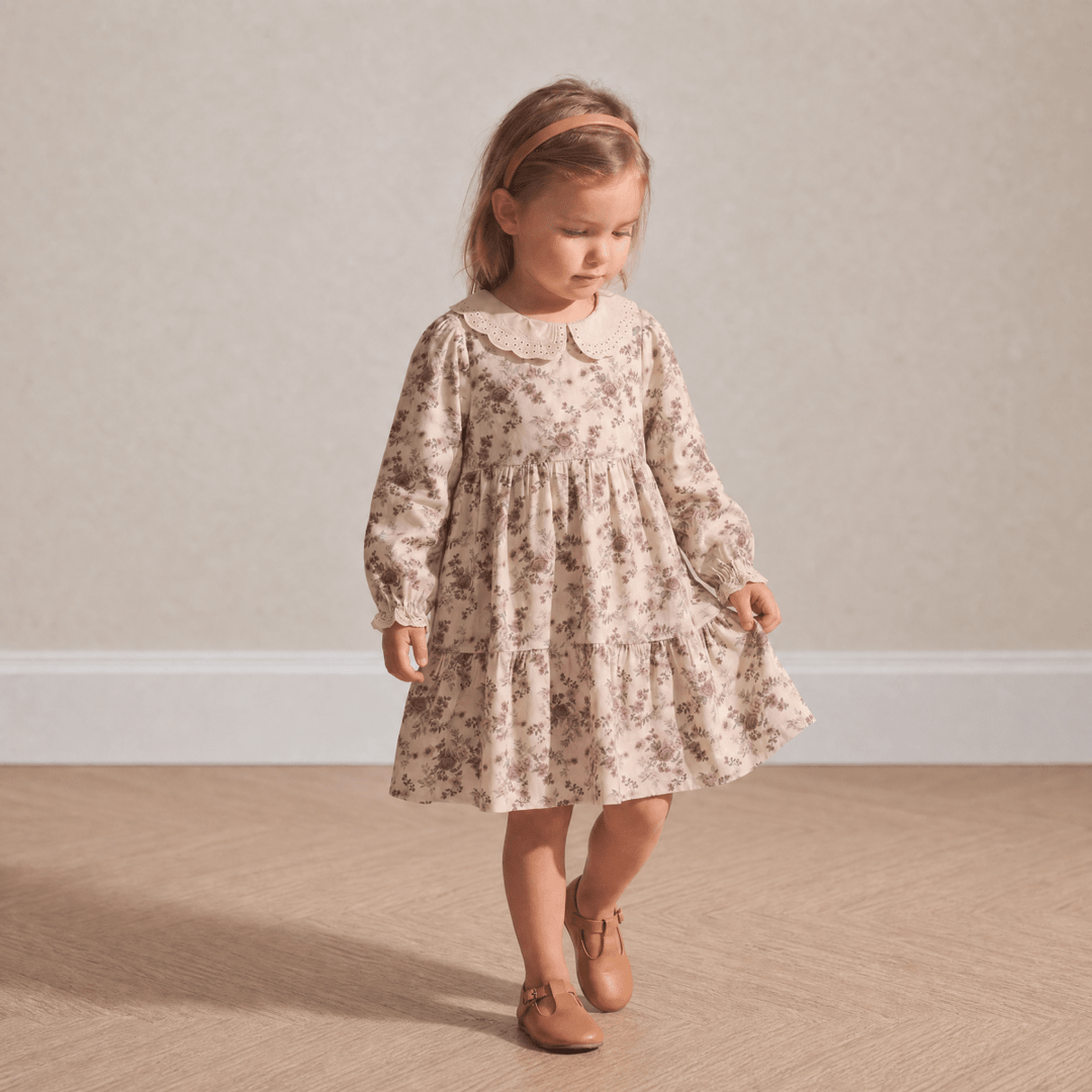 Organic Collar Tiered Dress - Wildrose