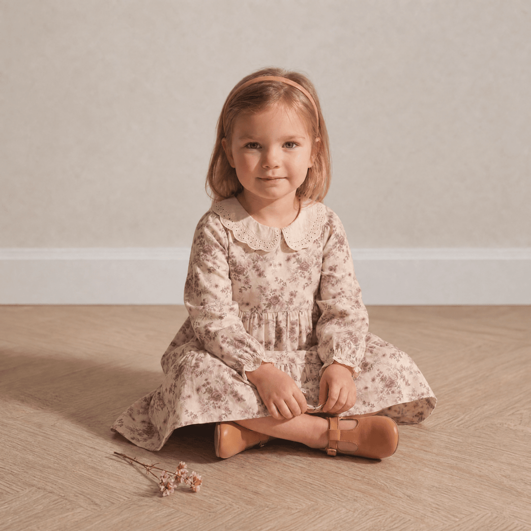 Organic Collar Tiered Dress - Wildrose