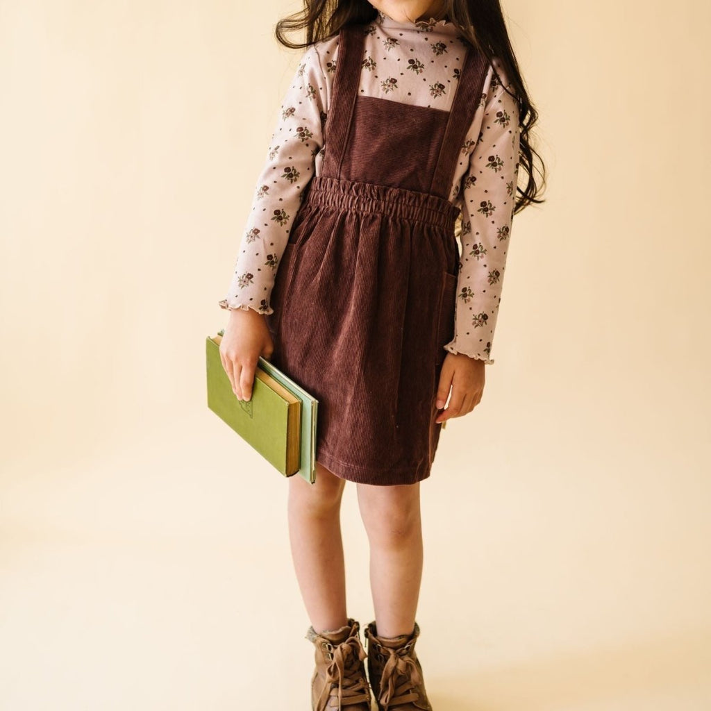 blue dress for baby girl Vintage 1970s Brown Cord Pinafore Dress – ALEXANDRA-KING main image 1