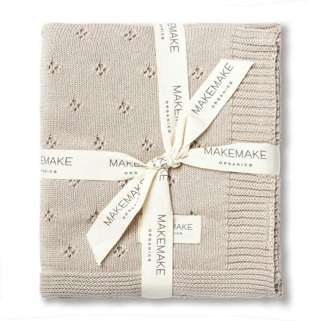 Organic Cotton Pointelle Baby Knit Blanket - Beige
