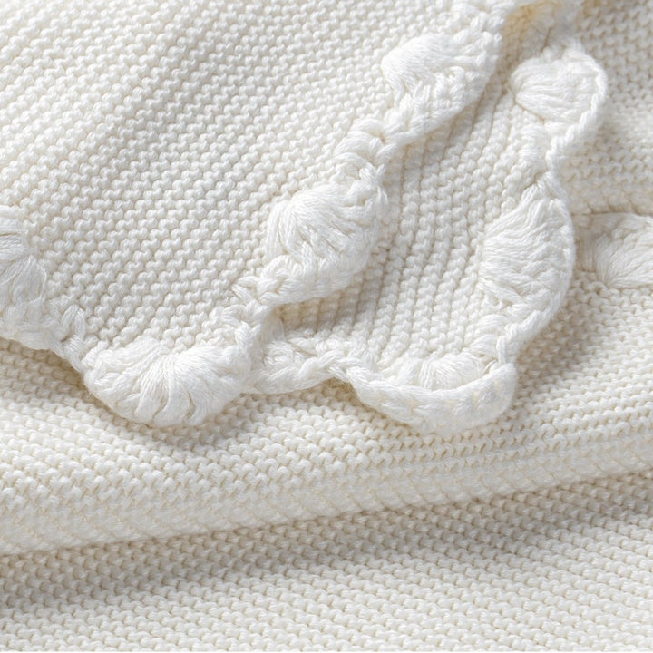 Organic Cotton Scalloped Baby Blanket - Ivory