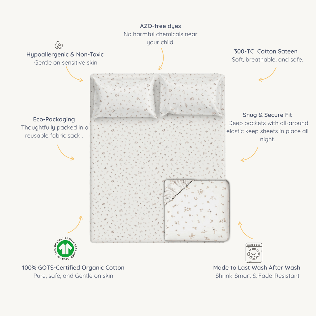 Organic Kids Fitted Sheet - Bloom