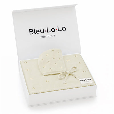 Organic Pointelle Swaddle Blanket + Hat Gift Set