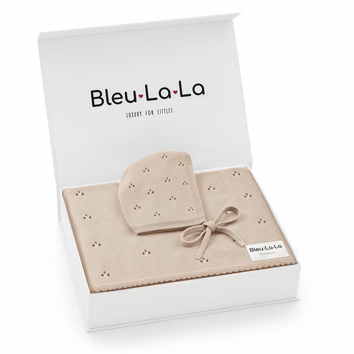 Organic Pointelle Swaddle Blanket + Hat Gift Set