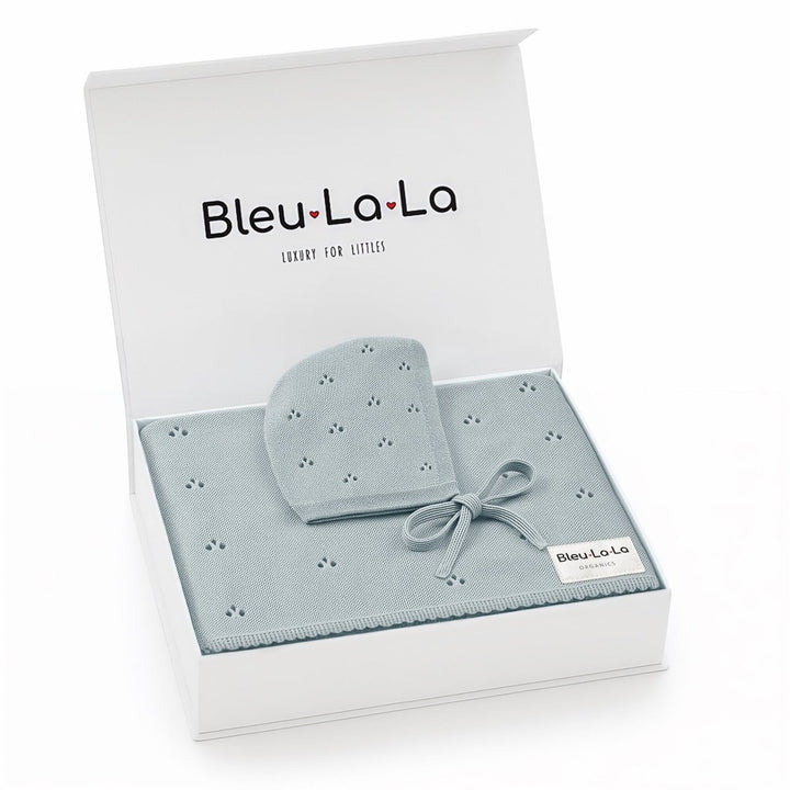 Organic Pointelle Swaddle Blanket + Hat Gift Set