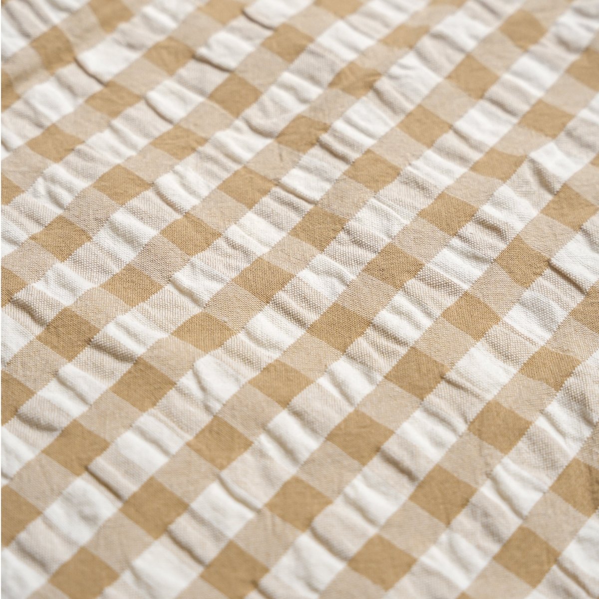 Organic Short Bubble Romper - Brown Checkered