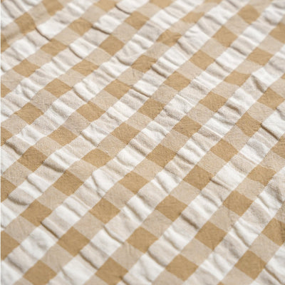 Organic Short Bubble Romper - Brown Checkered