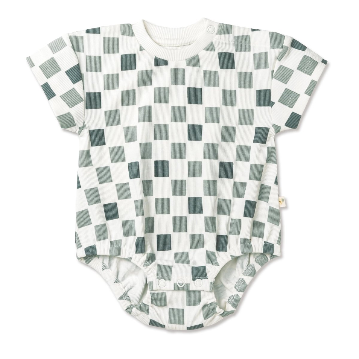Organic Short Sleeve Bubble Romper - Checkered