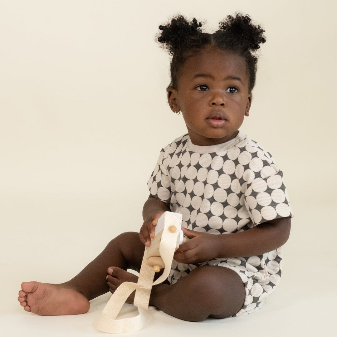 Organic Short Sleeve Bubble Romper - Mod Dots