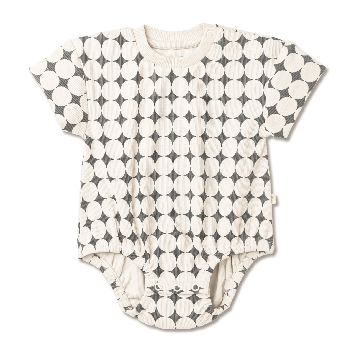 Organic Short Sleeve Bubble Romper - Mod Dots