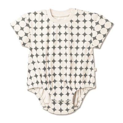 Organic Short Sleeve Bubble Romper - Mod Dots
