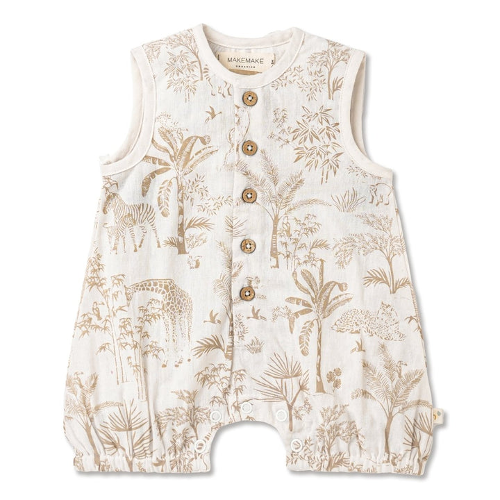 Organic Sleeveless Bubble Romper - Wild Tropics