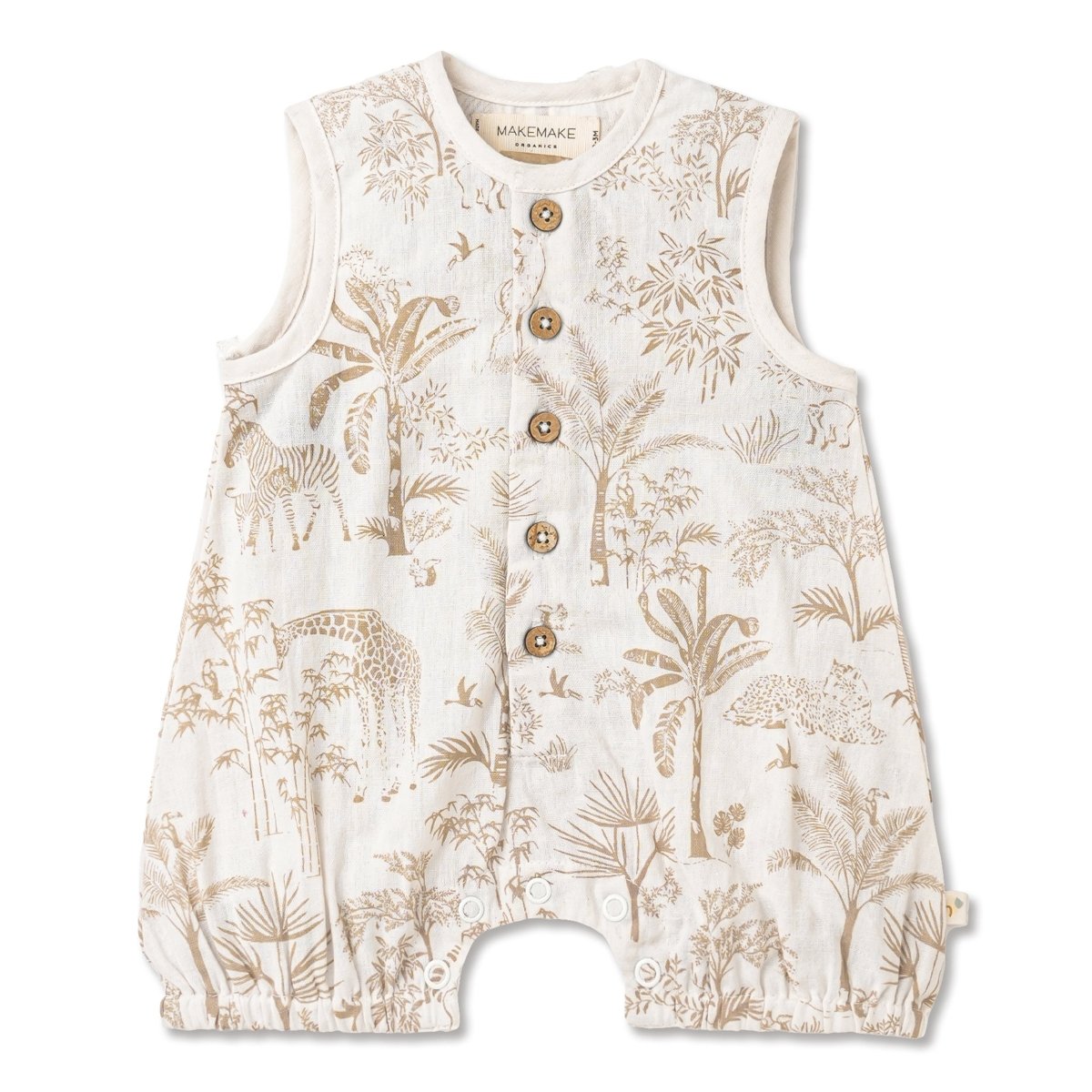 Organic Sleeveless Bubble Romper - Wild Tropics