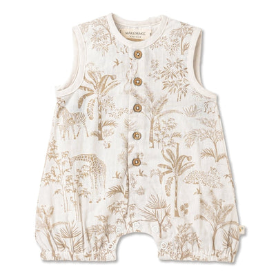 Organic Sleeveless Bubble Romper - Wild Tropics
