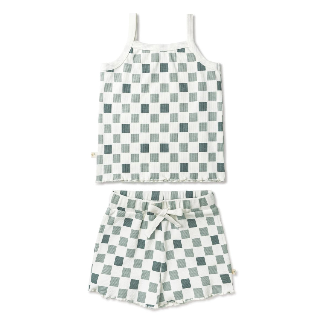 Organic Spaghetti Top &amp; Short Set - Checkered