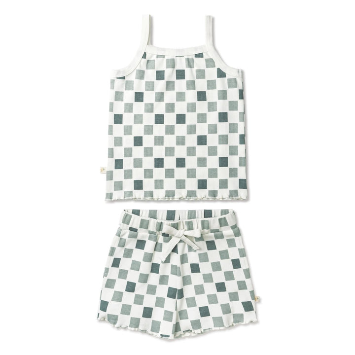 Organic Spaghetti Top &amp; Short Set - Checkered
