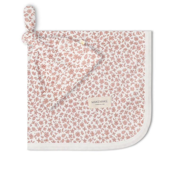 Organic Swaddle Blanket &amp; Hat Set - Wild Petal