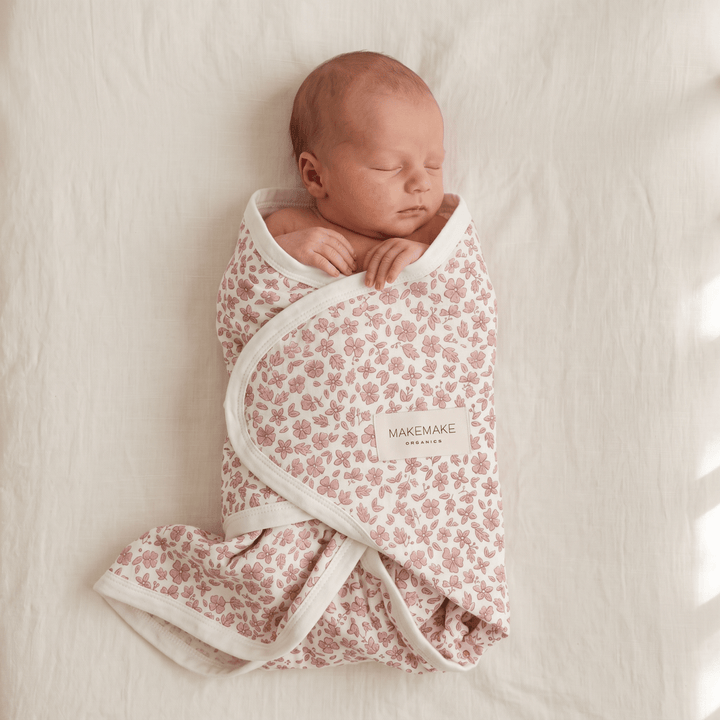 Organic Swaddle Blanket &amp; Hat Set - Wild Petal