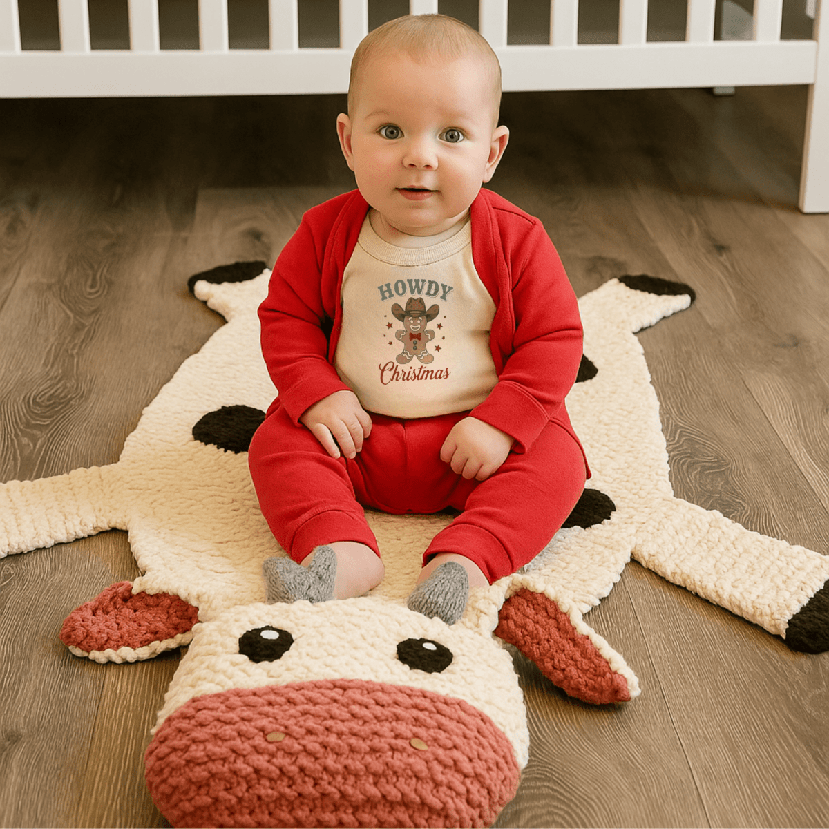 Organic Wool Play Mat + Nursery Rug  - Cow