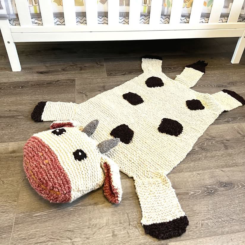 Organic Wool Play Mat + Nursery Rug  - Cow